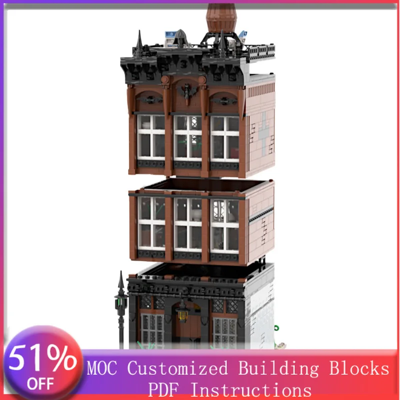 2062 Piezas Casa de Pueblo Gótica MOC, Bloques de Construcción Modulares Personalizables, Diseño Creativo, Juguete Educativo DIY para Niños, Regalo de Ensamblaje