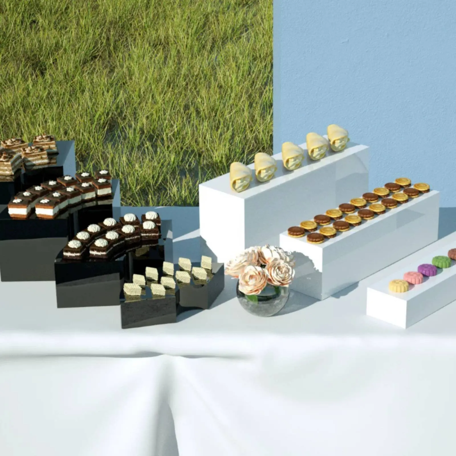

Acrylic Dessert Riser Modern Design Dessert Platform Stand Acrylic Riser Party Decoration Clear Buffet Intended for Banquet