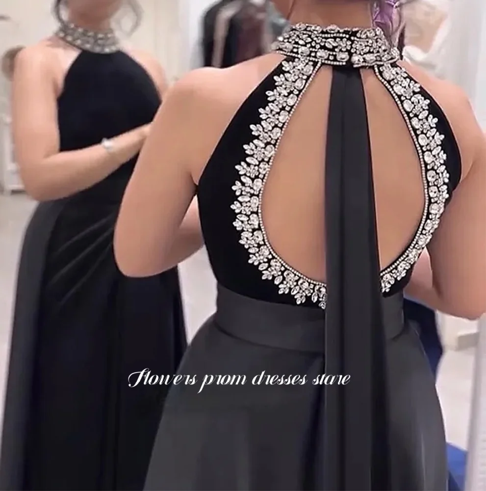 

Платье для выпускного вечера с цветочным принтом, вечернее платье с лямкой на шее, вечернее платье с бисером и кристаллами, знаменитое платье, платье de fiesta فساتين مناسبة 2004, индивидуальный заказ