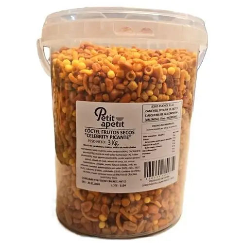 CUBO 3K Picante de Fruta Deshidratada y Frutos Secos Variados para Aperitivo Gourmet - Snack Saludable Ideal para Fiesta o Celebración