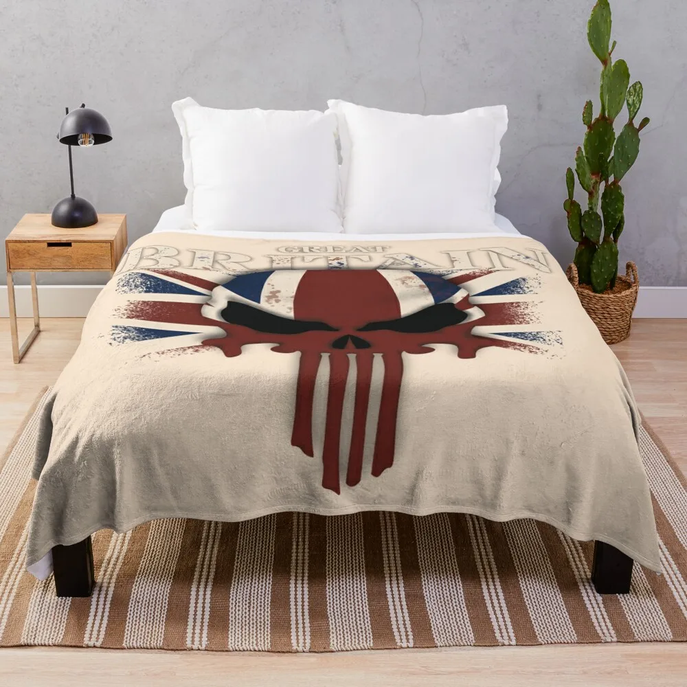 

Great Britain Freedom Skull Throw Blanket Loose Summer Beddings Blankets