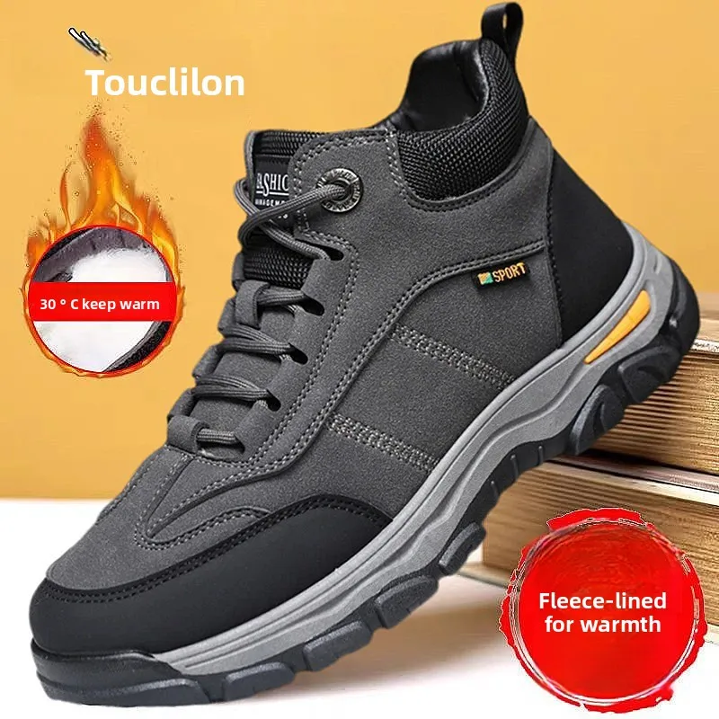 

Winter Mens Shoes Fashion Casual Sneakers Thickened Velvet Warm Cotton Shoes Outdoor Non Slip Snow Boots Plush Warm Winter Boots