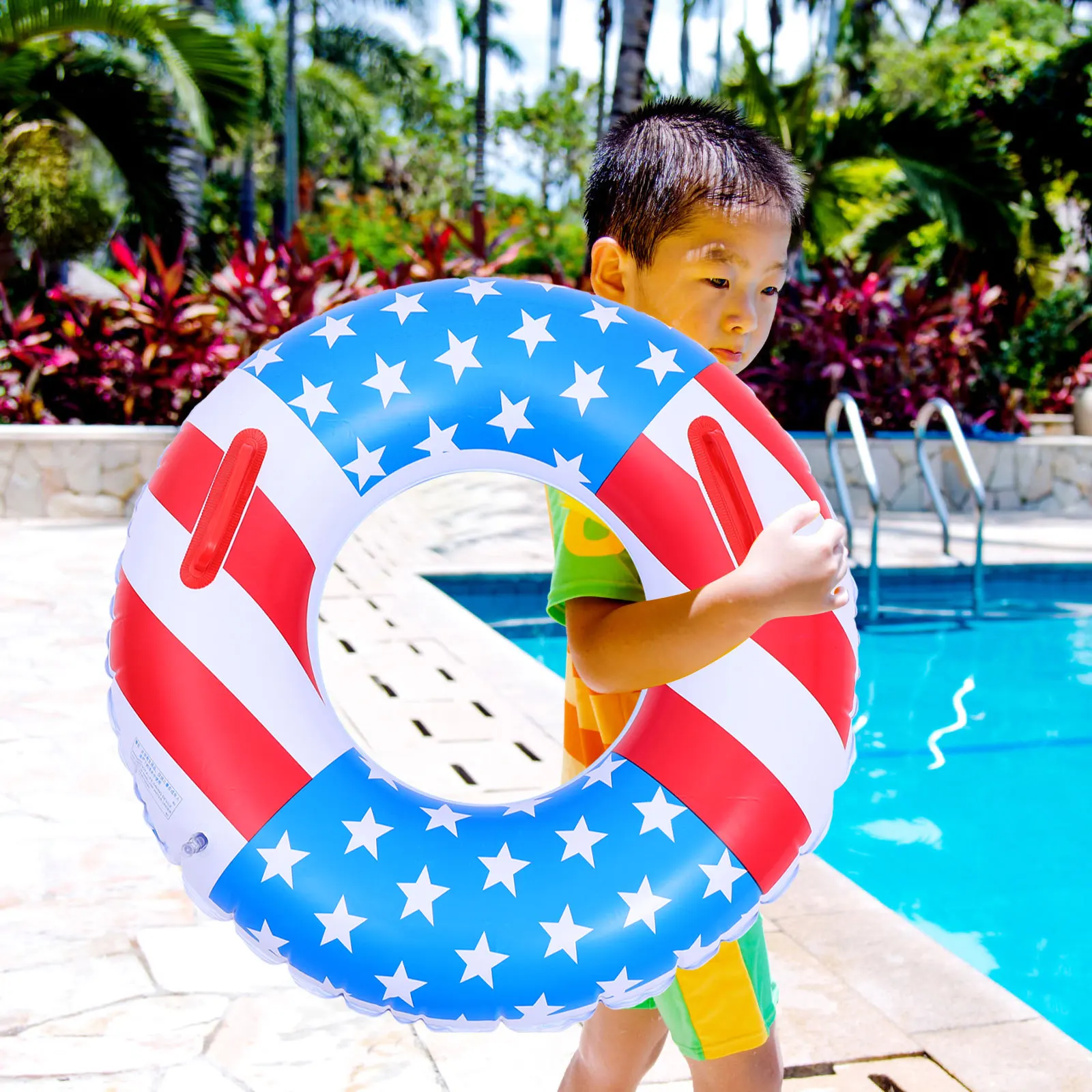 Flag Swimming Ring American PVC Floating Pool Summer Toy Star Inflatable Adults Toddler Child Aquatic Recreation Accessories