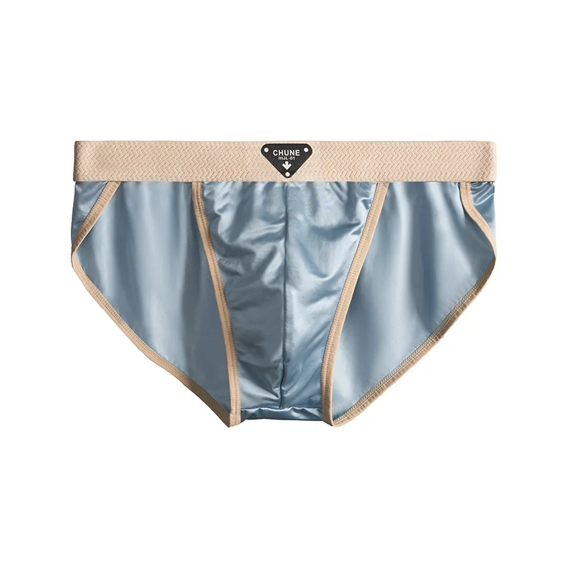 Slip de luxe en Satin soyeux pour hommes, sous-vêtement confortable sans apparence, respirant, poche convexe en U, culotte solide à haute élasticité