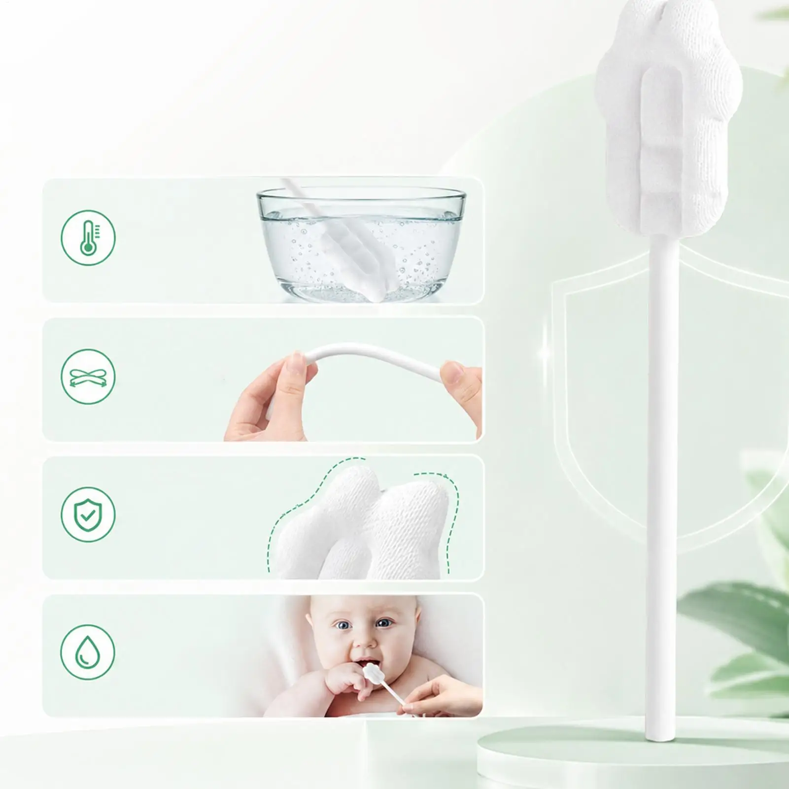 子供用口腔綿棒-42個入り-個別包装-毛羽立ちなし-子供用舌マッサージガーゼ綿棒-家庭、病院、保育園、診療所用