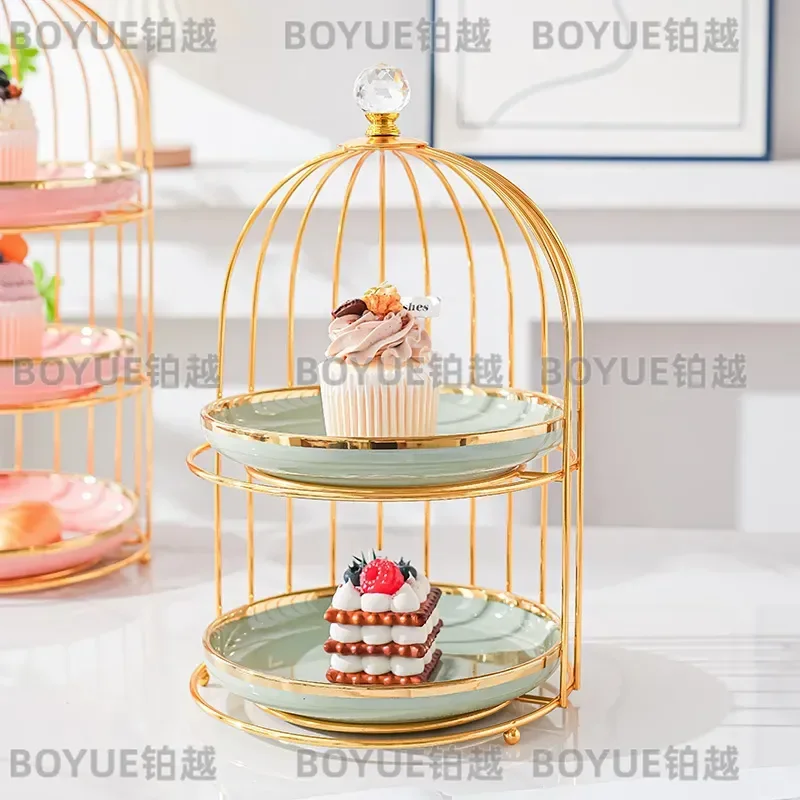 Ceramic Dessert Display Stand Wedding Cake Tray Afternoon Tea Snack Plate Cold Meal Fruit Platter Elegant Tableware Ornament