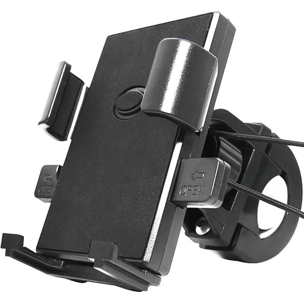Motorcycle Phone Mount E-Bike Holder Handlebar Clip-On Cellphone Kickstand Adjustable Shockproof Anti-Shake Navigation Bracket