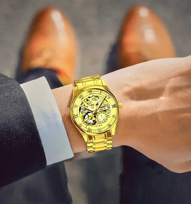 ساعة رجالية من أفضل العلامات التجارية الفاخرة ساعات كوارتز رياضية للرجال فولاذ كامل مقاوم للماء كرونوغراف ساعة يد رجالية Relogio Masculino