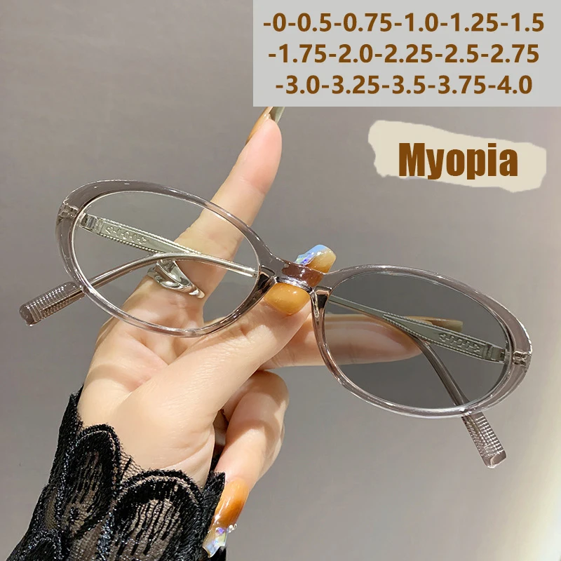 Light-sensitive Light-sensitive Color-changing Elliptical Anti-blue Light Fashionable Thick-edge Small-frame Near-sighted Glasses 6093 - Aliexpress Deal