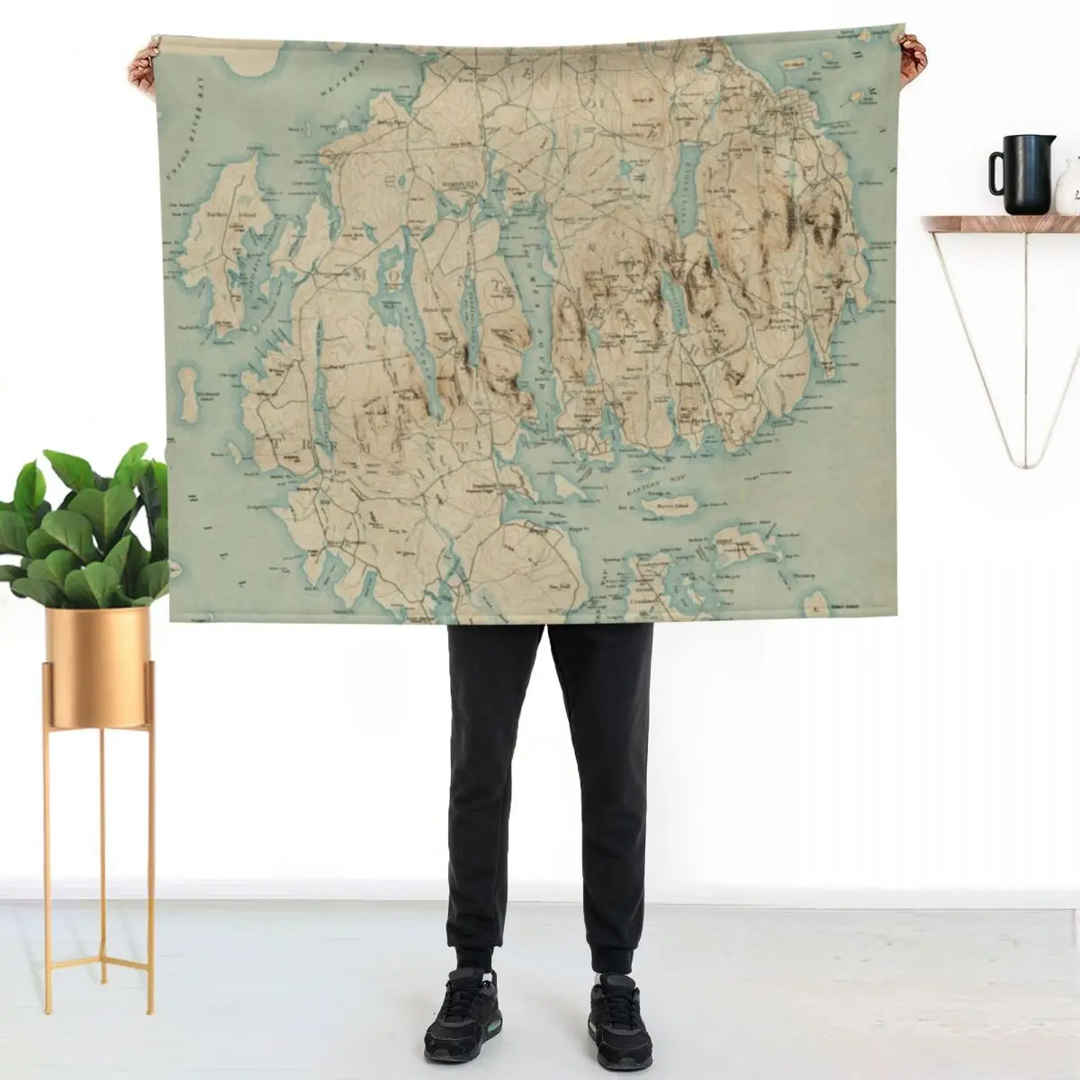 Vintage Map of Mount Desert Island ME (1901) Throw Blanket Warm Comfortable Blanket Gift for Parents Friends