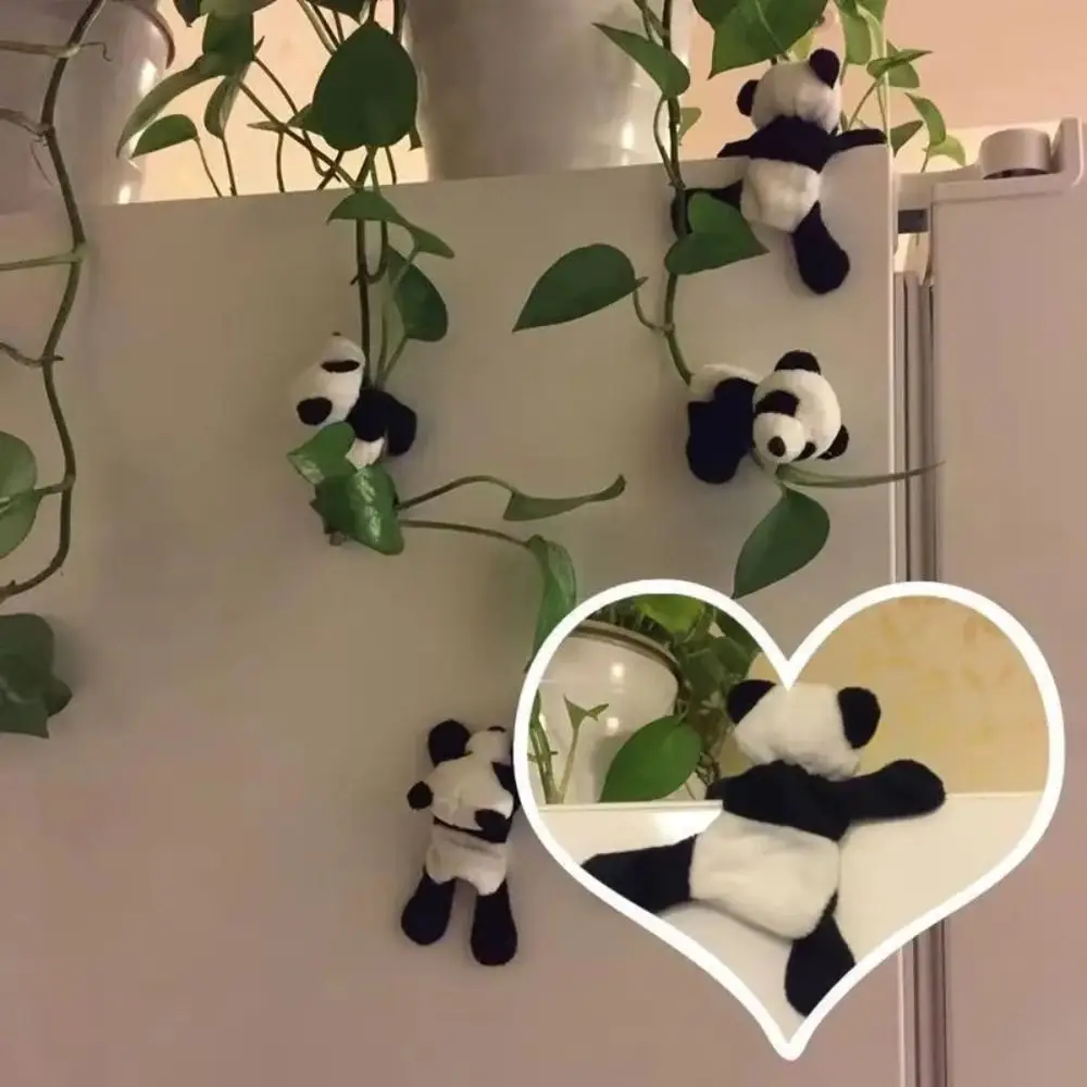 Nuevo Mini Panda de peluche, imán para refrigerador, Panda decorativo relleno, juguete de peluche, decoración para refrigerador de dibujos animados