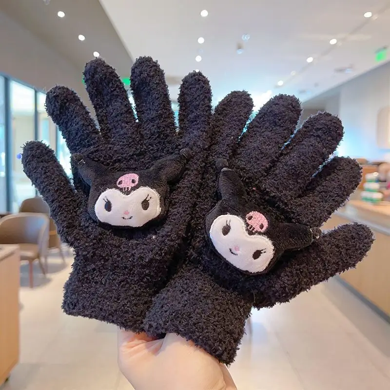 Sanrio Kuromi Melody Cute Glove for Boys Girls Anime Cartoon Knitted Gloves Children Winter Warm Fashion Mittens Kids New Gifts