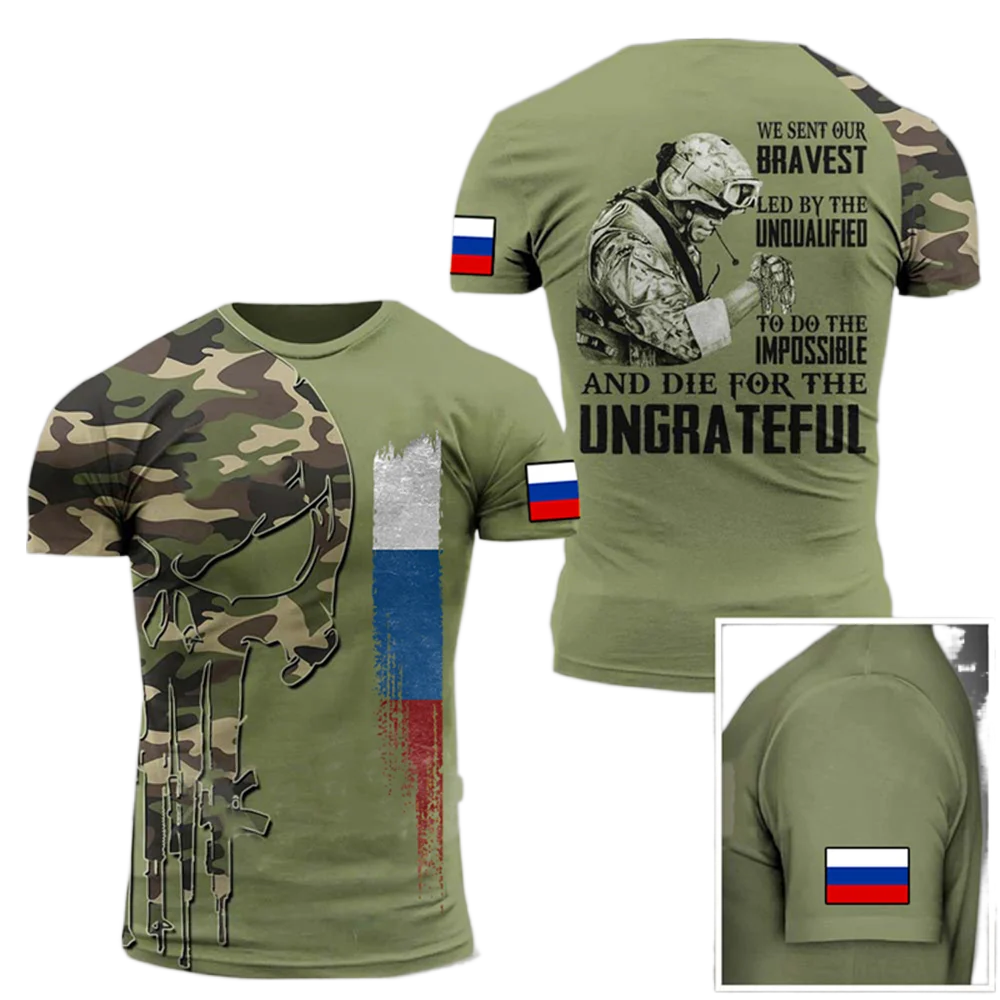 Men's 3D Print T-shirts Russian Soldier-Army-Veteran T-shirt High Quality Russia Flag Summer O-Neck T-shirt