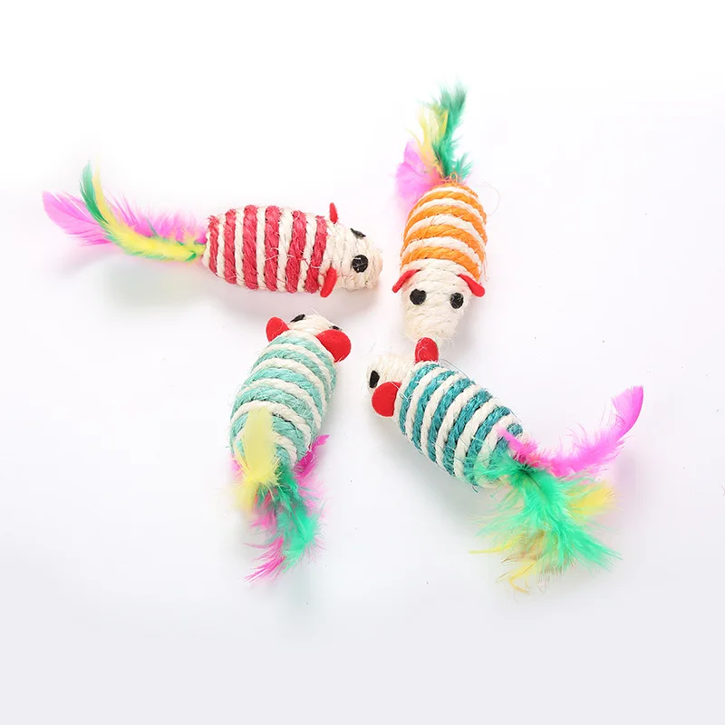 

Pet Supplies,Durable Cat, Colorful Sisal Cat Toy, Mouse Head, Interactive Cat Play, Feathered Mouse, Pet Cat