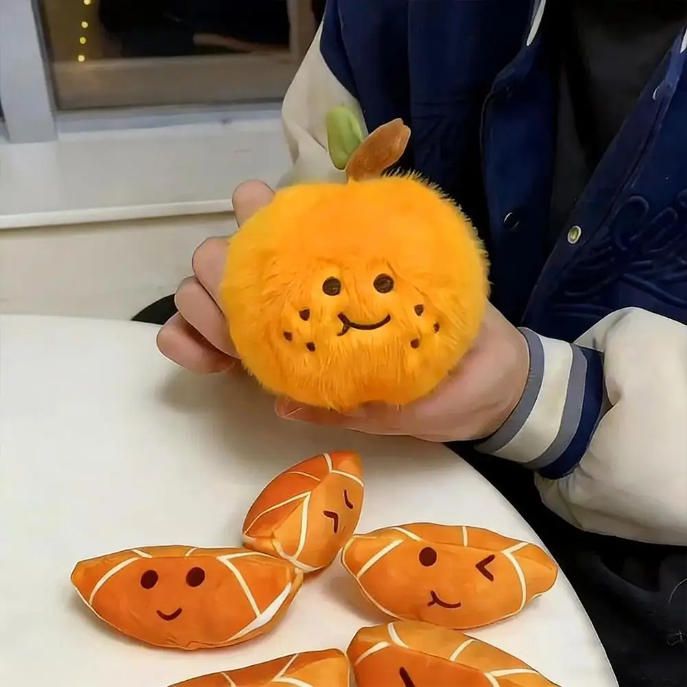 

Peelable Orange Plush Ornament Backpack Pendent Accessory Segments Toy Plush Kawai Stuffed Soft Keychain Toy Fruit F4j0
