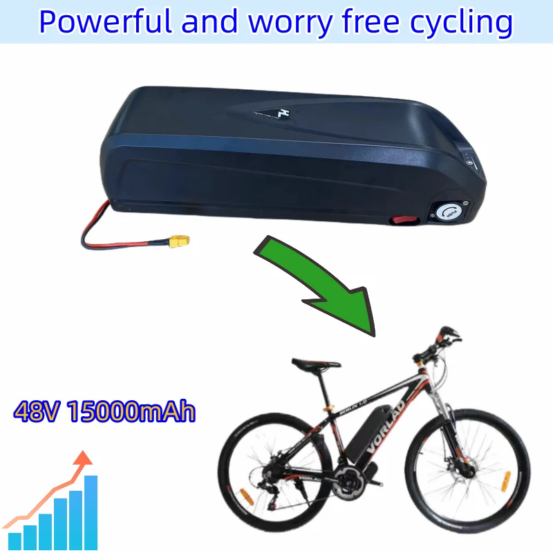 Bateria de lítio recarregável para bicicleta elétrica, Hailong, Polly, DP-9, Samsung 20, 25, 30, 35, 40, 50, 60Ah, 52V, 15000mAh, 1500W