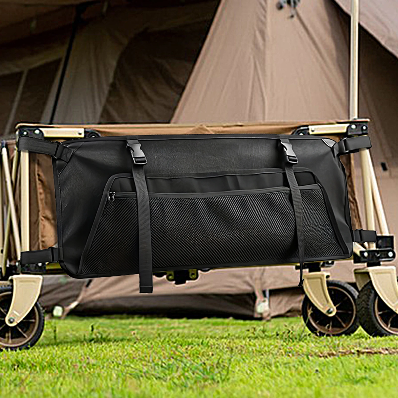 Oxford Stall Cart Side Organizer Camping Storage กระเป๋าเดินทาง Oxford ผ้า Garden Cart กระเป๋าด้านข้างสําหรับตั้งแคมป์กลางแจ้ง