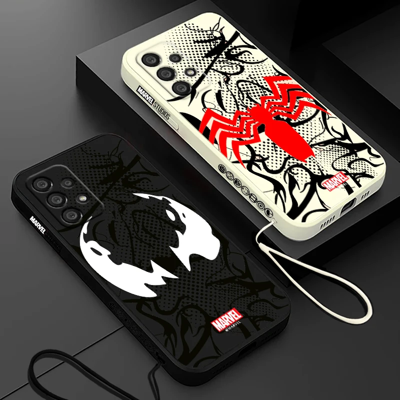 Spider-Man Venom Marvel Phone Case For Samsung A55 A53 A33 A52 A32 A71 A51 A21S A35 A25 5G Liquid Left Rope Funda