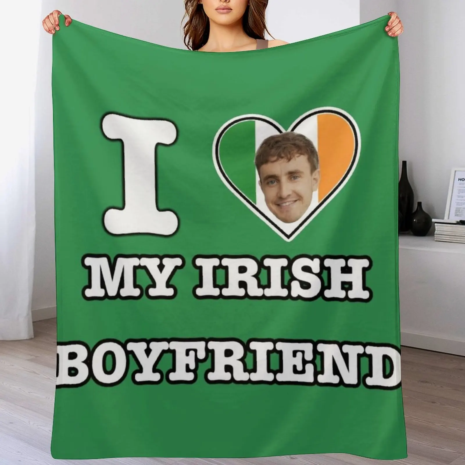 Paul Mescal Irish Boyfriend Throw Blanket Furry funny gift Personalized Gift Blankets