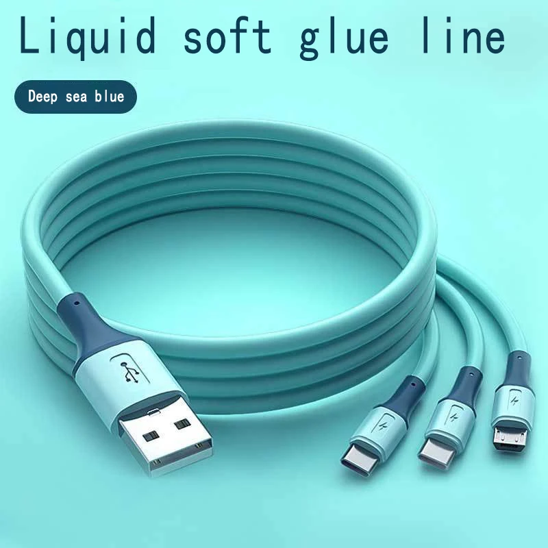 One to three data cable suitable for Android Apple TYPE-C mobile phone, three in one liquid charging cable