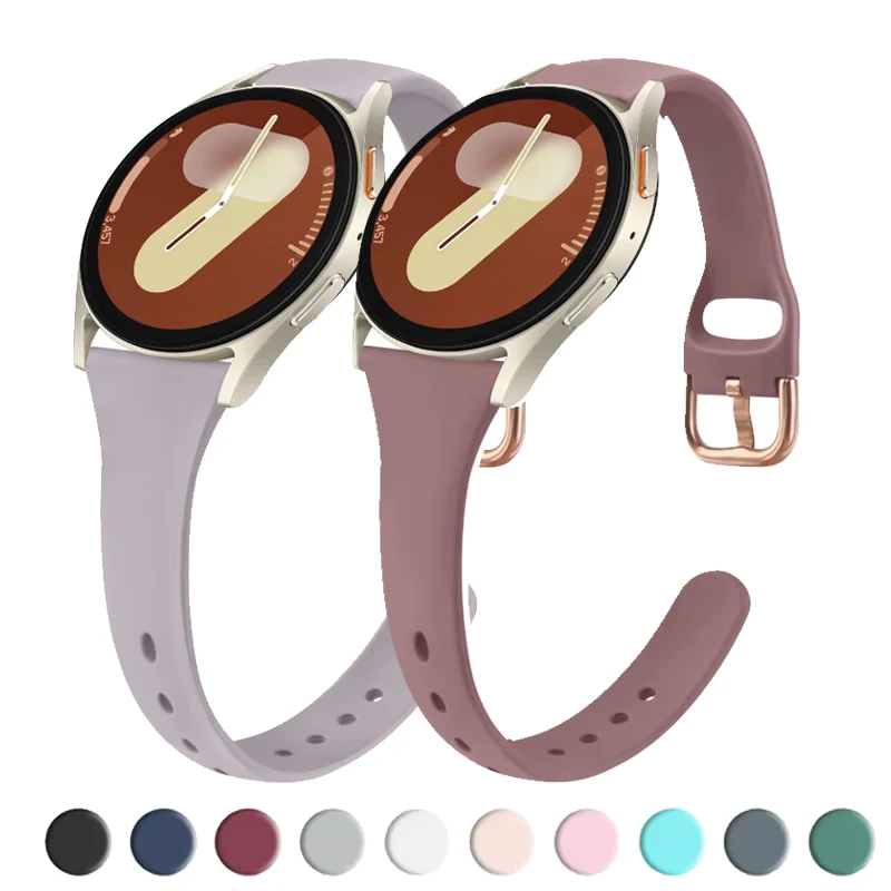 20mm Thin Silicone Band For Samsung Galaxy Watch FE 7 6 5 4 40mm 44mm/Watch 4 6 Classic/Active 2/5Pro 45mm/Watch 3 41mm Strap