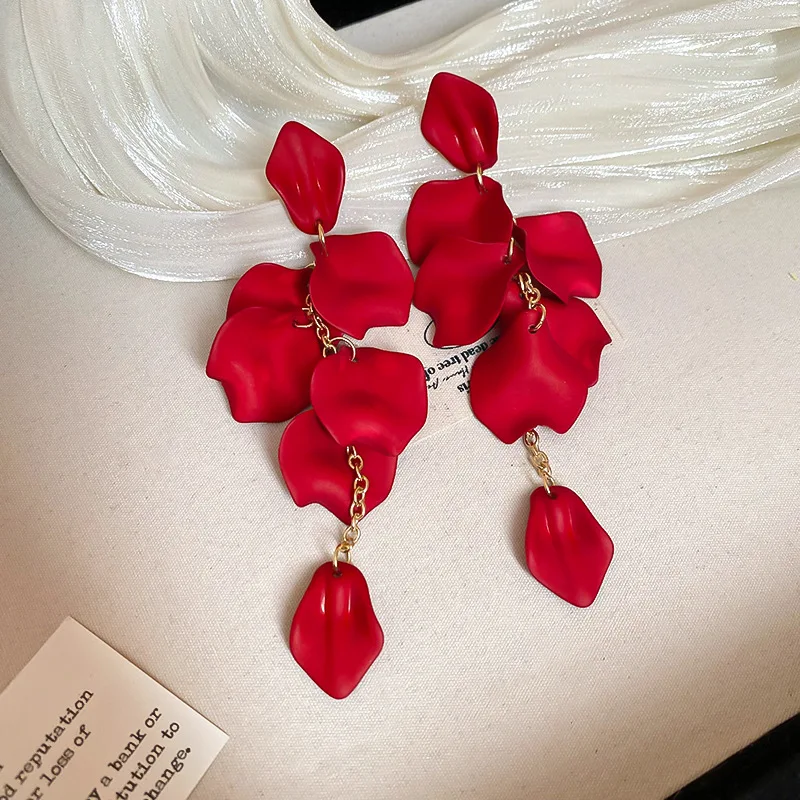 Bohemian Flower Drop Earrings with Long Tassels