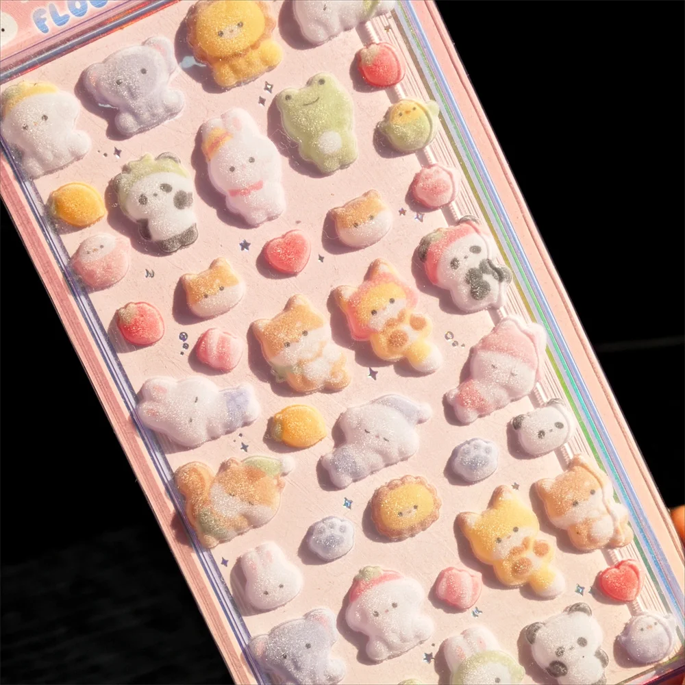 1pc Hot Selling Cute Cartoon Rabbit Animal 3d Relief Flocking Stickers Cute Girls Diy Mobile Phone Decoration Stickers Kids Gift