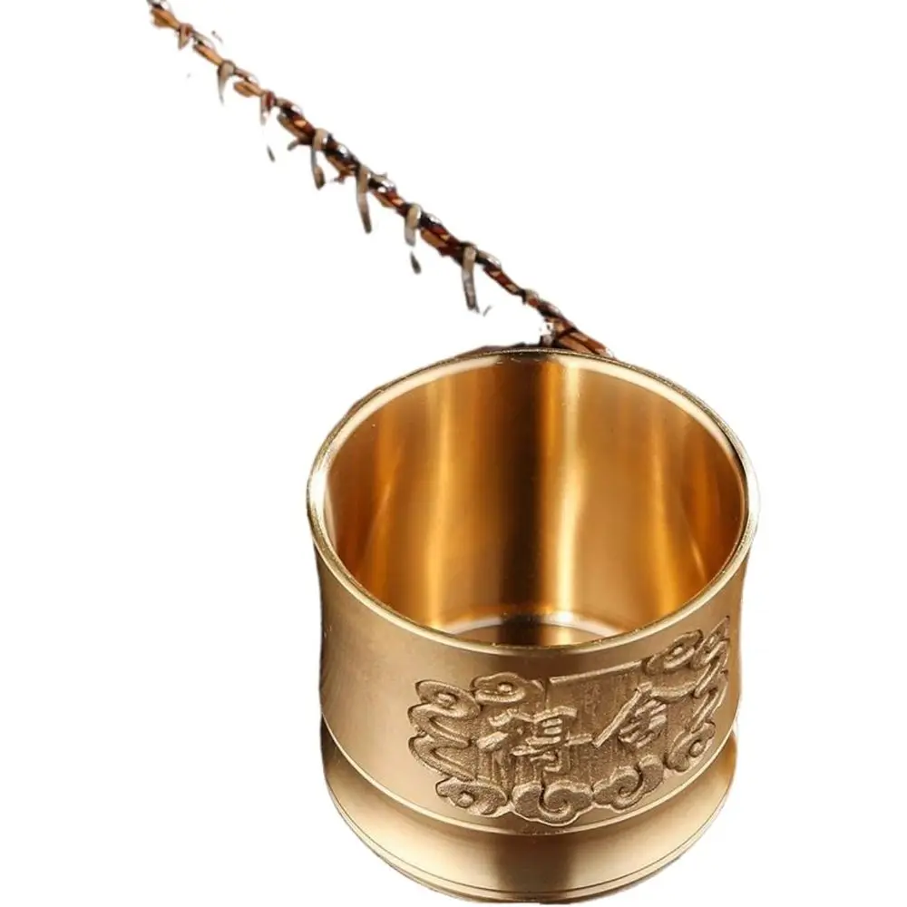 

Chinese Style Brass Shede Cup for Tea Table, Entryway Decor, and Feng Shui Gourd Keychain for Wealth and Luck