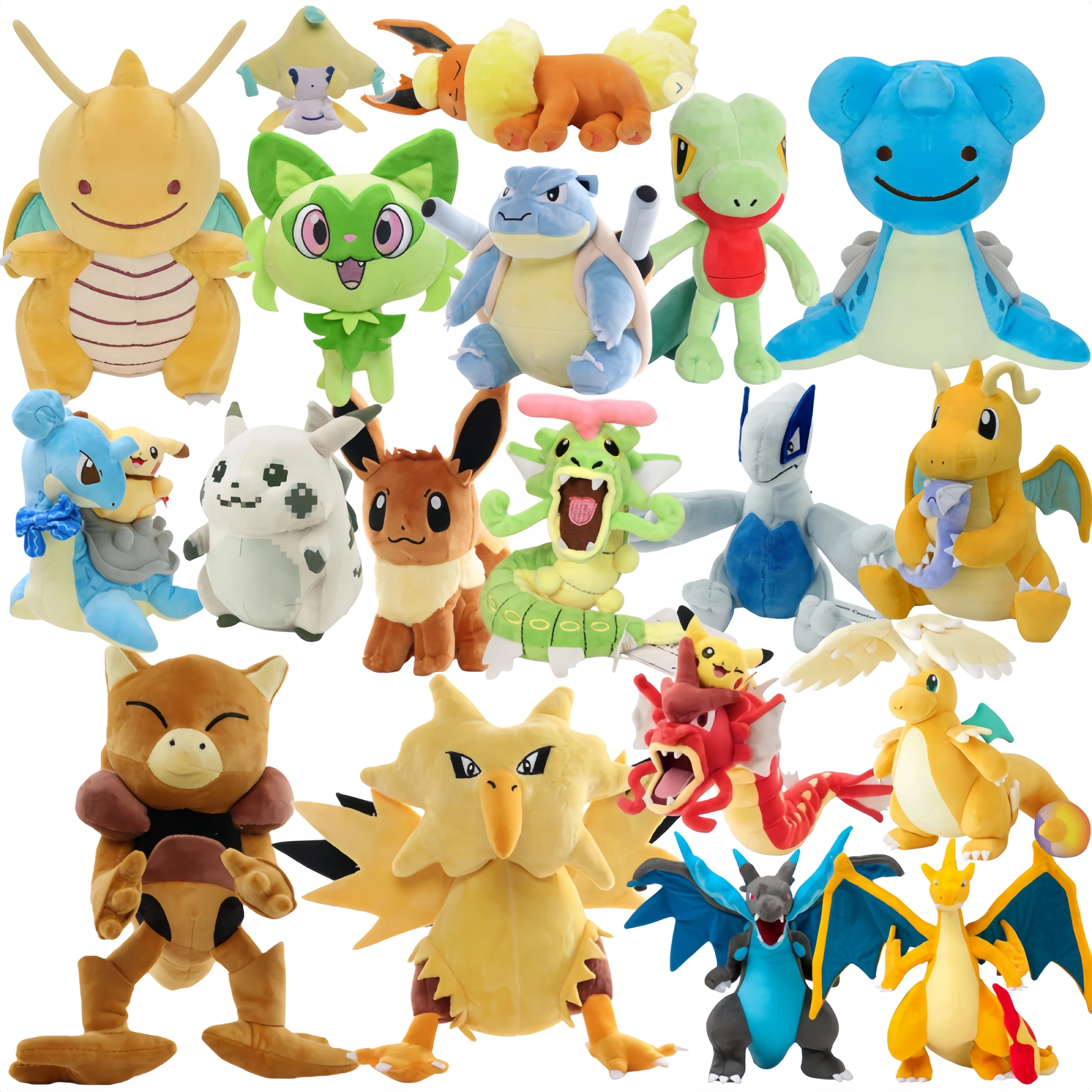 

POKEMON Original Sleeping Flareon Plush Toy Gengar Pikachu Zapdos Charizard Zapdos Jirachi Lapras Abra Doll Mega Dragonite Toy