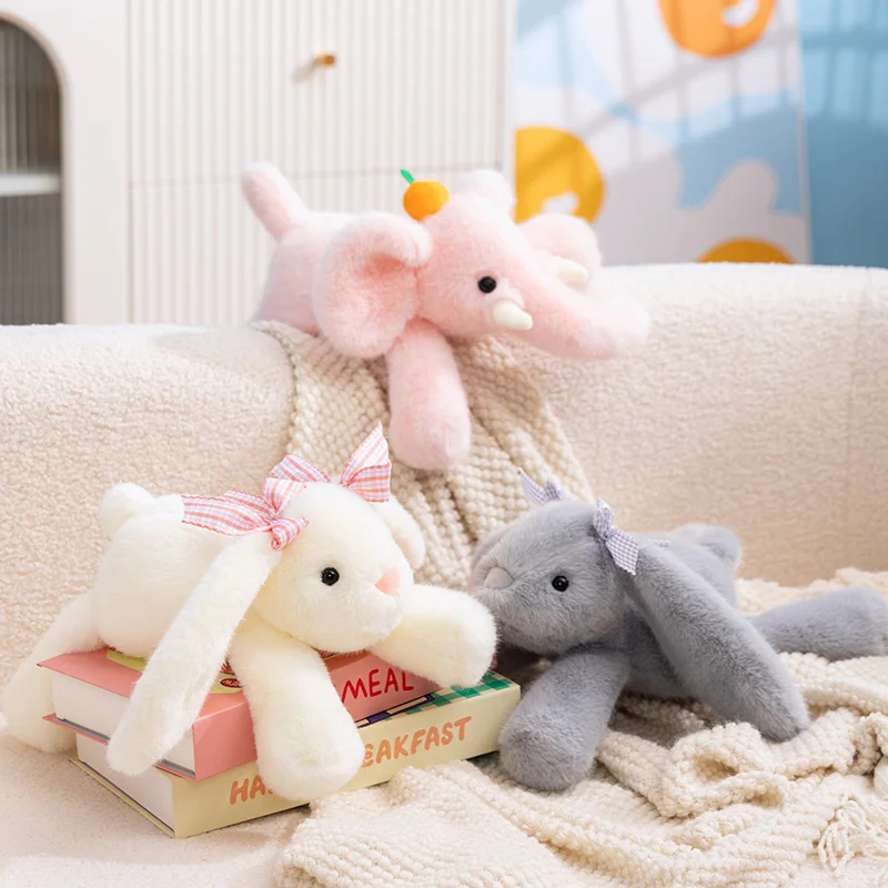 

35-45cm Nordic Style Elephant Cartoon Dolls Kawaii Elephant Plush Toys Stuffed Animals Lying Bunny Appease Toy for Kids Gifts
