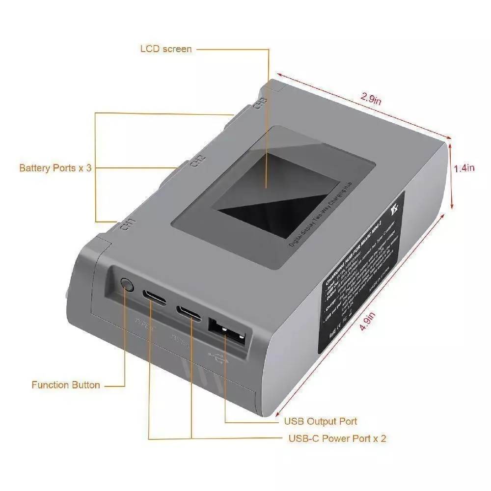 Digital Display Charging Hub For DJI Mini 2 Battery Charger for DJI Mini 3 Pro/Mini SE/Mini 2/Air 2S Power Bank Drone Accessory view 6