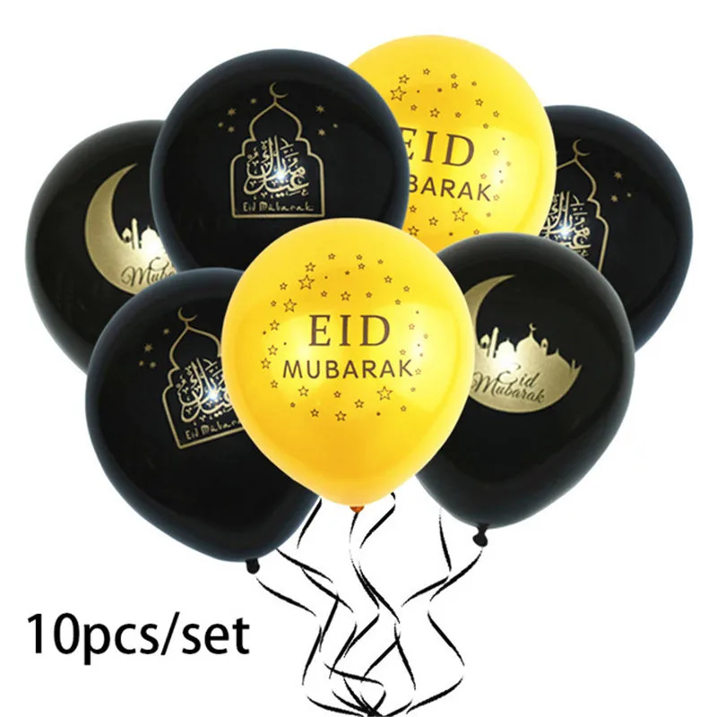 10 stücke Eid Mubarak Latex Ballon Gold Silber Roségold Ramadan Mubarak für Home Party Dekoration 2024