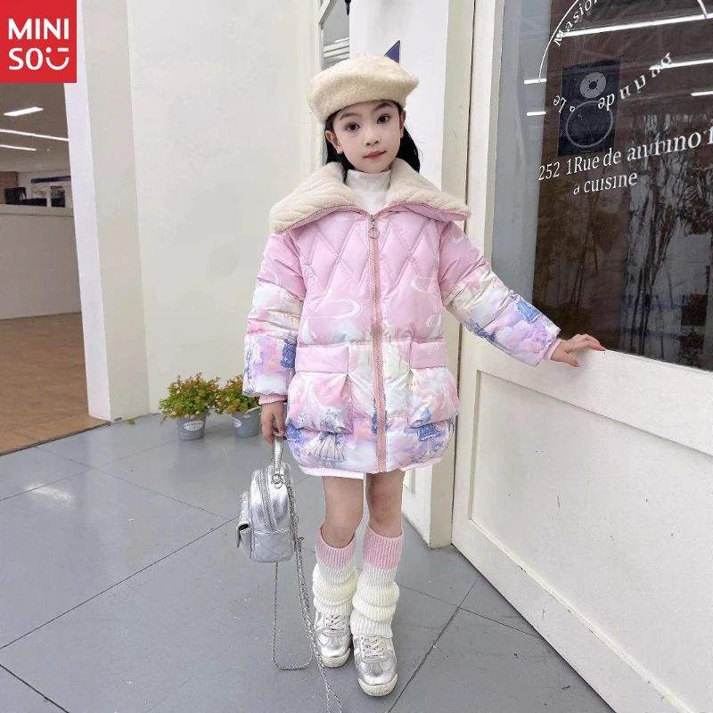 

Miniso Girls' Anime Princess Winter Coat | Long Puffer Jacket with Manga Style, Cute & Warm