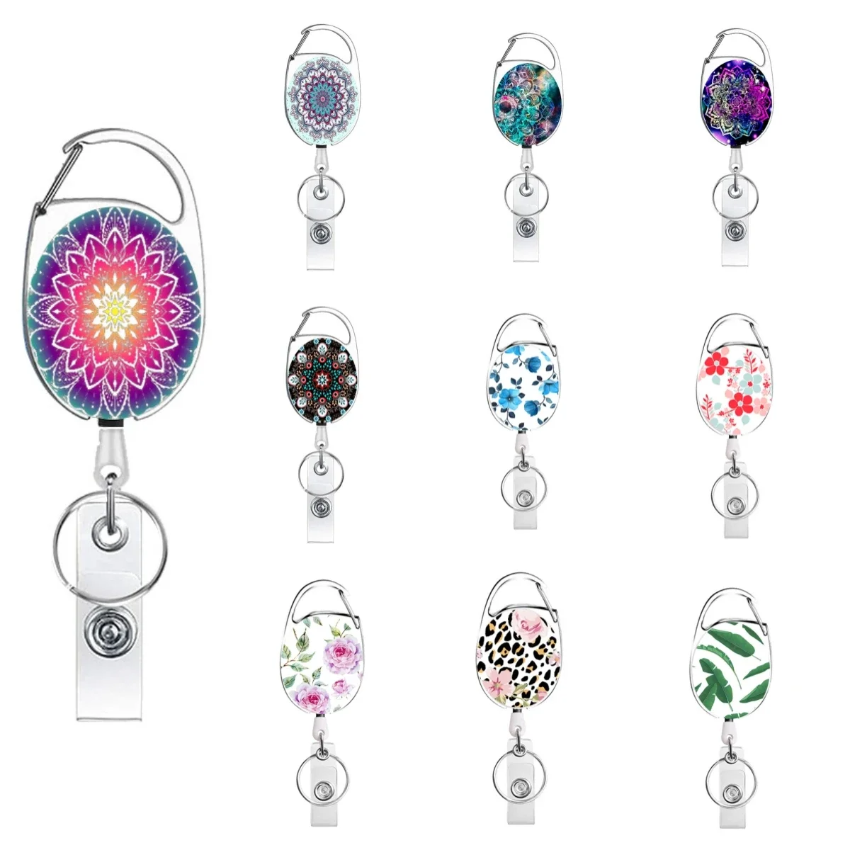 

1pc Lanyard Clip Keychain Name Tag Holder Keyring Id Card Key Ring Cord Reel Retract Pull Key Chain Office Recoil Badge