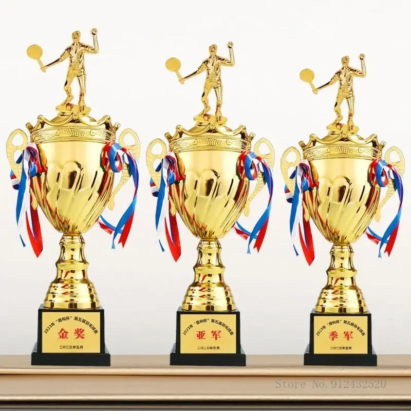 Customized Creative Metal Badminton Trophy, Tennis Volleyball, Table Tennis, School Games, Competition Gifts Home Decoration 1Pc