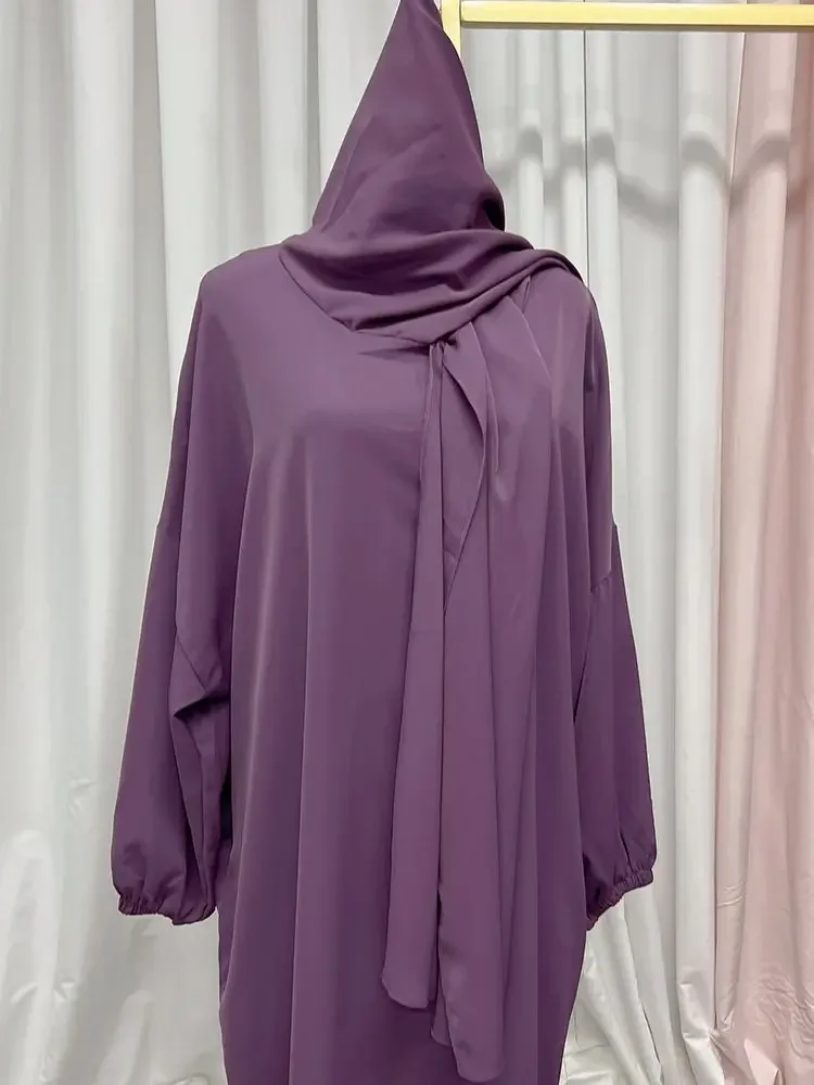 Ramadan Muslim Hooded Abaya Dress Women Eid Mubarak Long Khimar Robe DubaiTurkey Islam Muslim Dress Kaftans Abayas Vestido 2022