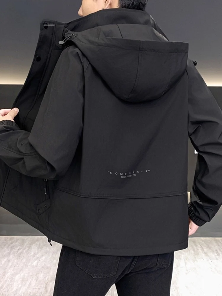 

Мужская рабочая одежда класса люкс Jaet 2026: Новая осенне-зимняя повседневная куртка с капюшоном из полиэстера для делового стиля и активного отдыха