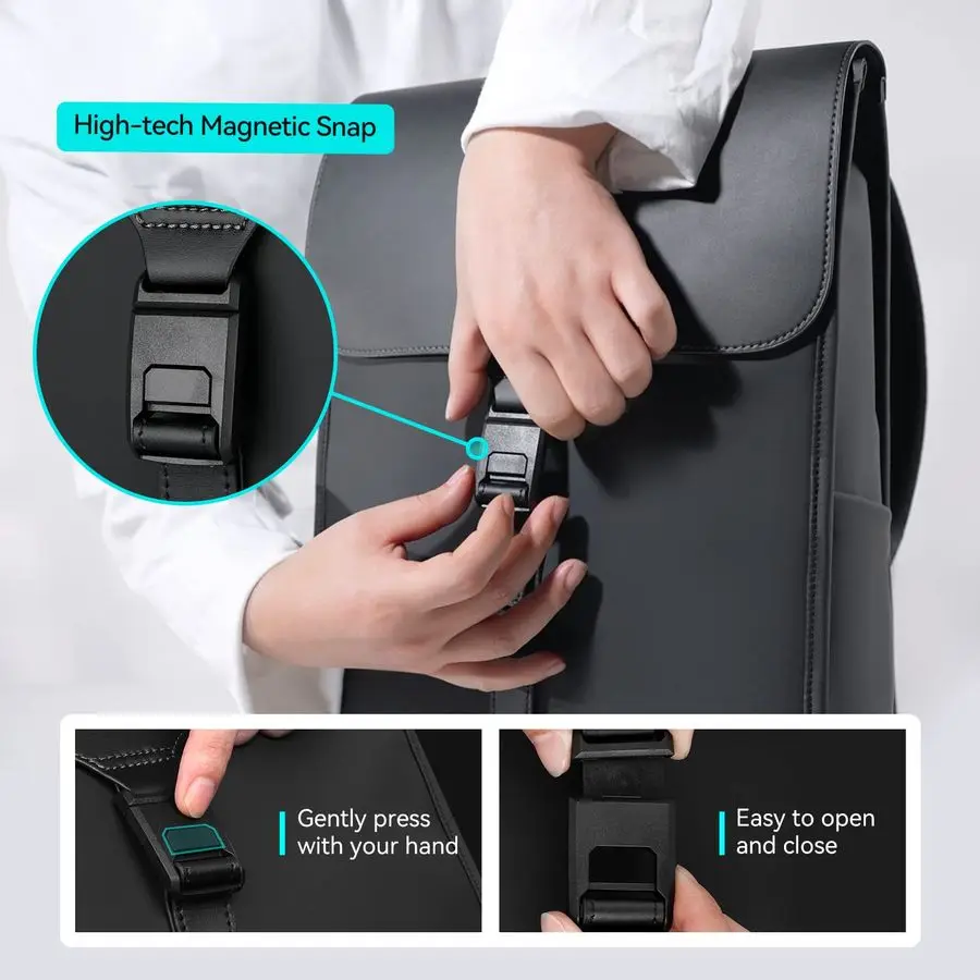 Laptop-Rucksack für Herren, 15,6-Zoll-Business-Rucksack mit High-Tech-Magnetverschluss, wasserdichter, modischer Freizeitrucksack, ideal für