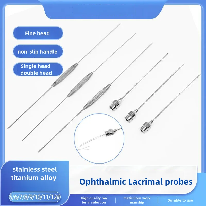 Titanium Alloy Eye Instrument Lacrimal Duct Probe With Hole Irrigation Probe Double-headed Microsurgical Probe