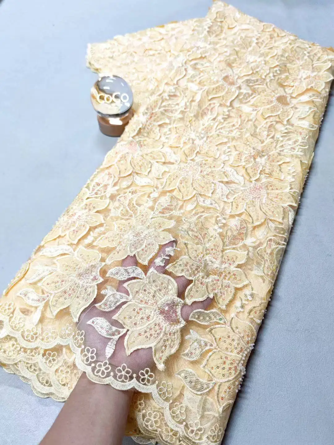 

Premium African Nigerian Lace Fabric Embroidered Tulle Net for Wedding Gowns Elegant Bridal Dress Material High Quality 5 Yards