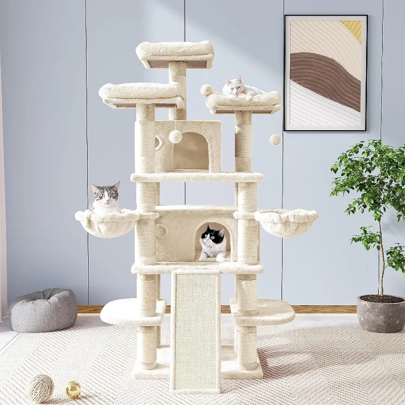 Allewie 68 Inches Cat Tree/Cat Tree House and Towers for Large Cat/Cat Climbing Tree with Cat Condo/Cat Tree Scratching Post