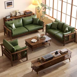 Wooden Living Room Sofas Modern Sectional Leather Living Room Sofas Lazy Confort Dark Green Luxury American Fotel House Stuff