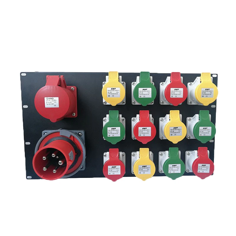 

12-Way Aviation Industry Plug-in 63A Input Panel Stage Lighting Direct Power Supply Silicon Box Accessories DIY