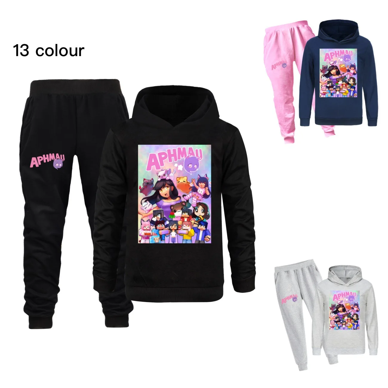 

Anime APHMAU Clothes Kids Hooded Sweatshirts Pants 2pcs Sets Hoodies Baby Girls Boutique Outfits Toddler Boys Fashion Sportsuits