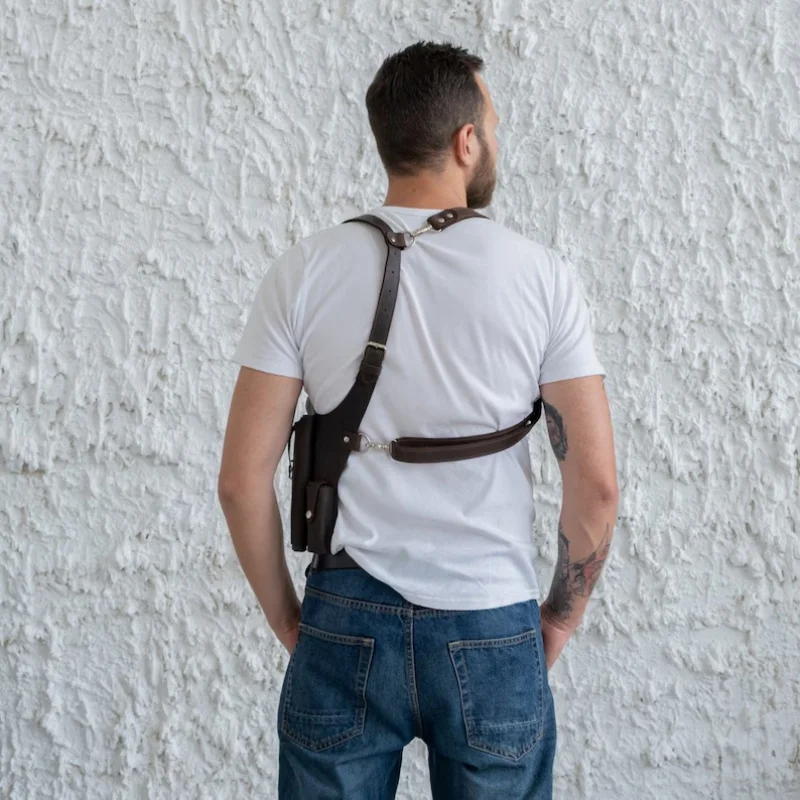 Steampunk Vintage Leder Wild West Cowboy Western Pistolenholster Brusttasche Gunman Rollenspiel Kostüm Waffentasche Feldtasche – Detail 5