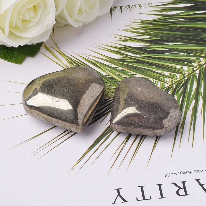 1pc Pyrite Heart spiritual Healing Crystals Modern Decor Meditation Crystal Healing Stones for souvenir gift