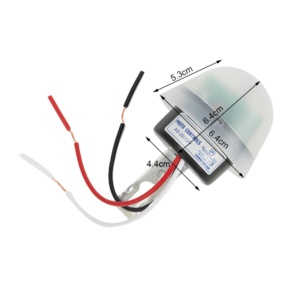 

Rainproof Light Control Sensor Sensor 10A 12V 50HZ AC/ DC AS-20 Ajustable DC Light Switch On/Off Photo Control