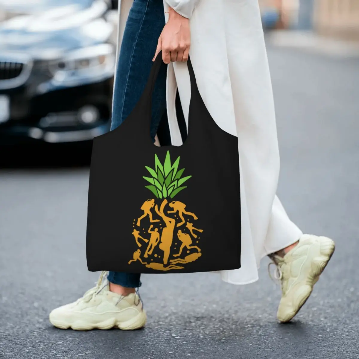 Mergulhadores Pineapple Mercearia Sacola de compras, Canvas Shopper Tote, grande capacidade Shoulder Bag, portátil Mergulho Bolsa