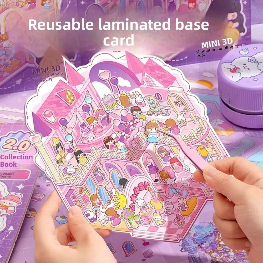 Cartoon PET Miniature Scene Collection Decompression Visual Stacking 3D Landscape Sticker DIY Toy Game Stickers Children Gifts