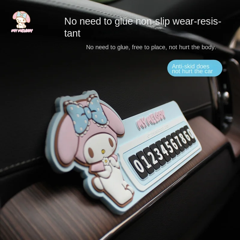 

Kawaii Car Modelling Temporary Parking Card Sanrio Hello Kitty My Melody Car Sticker Modelling Phone Number Card Car Accessories